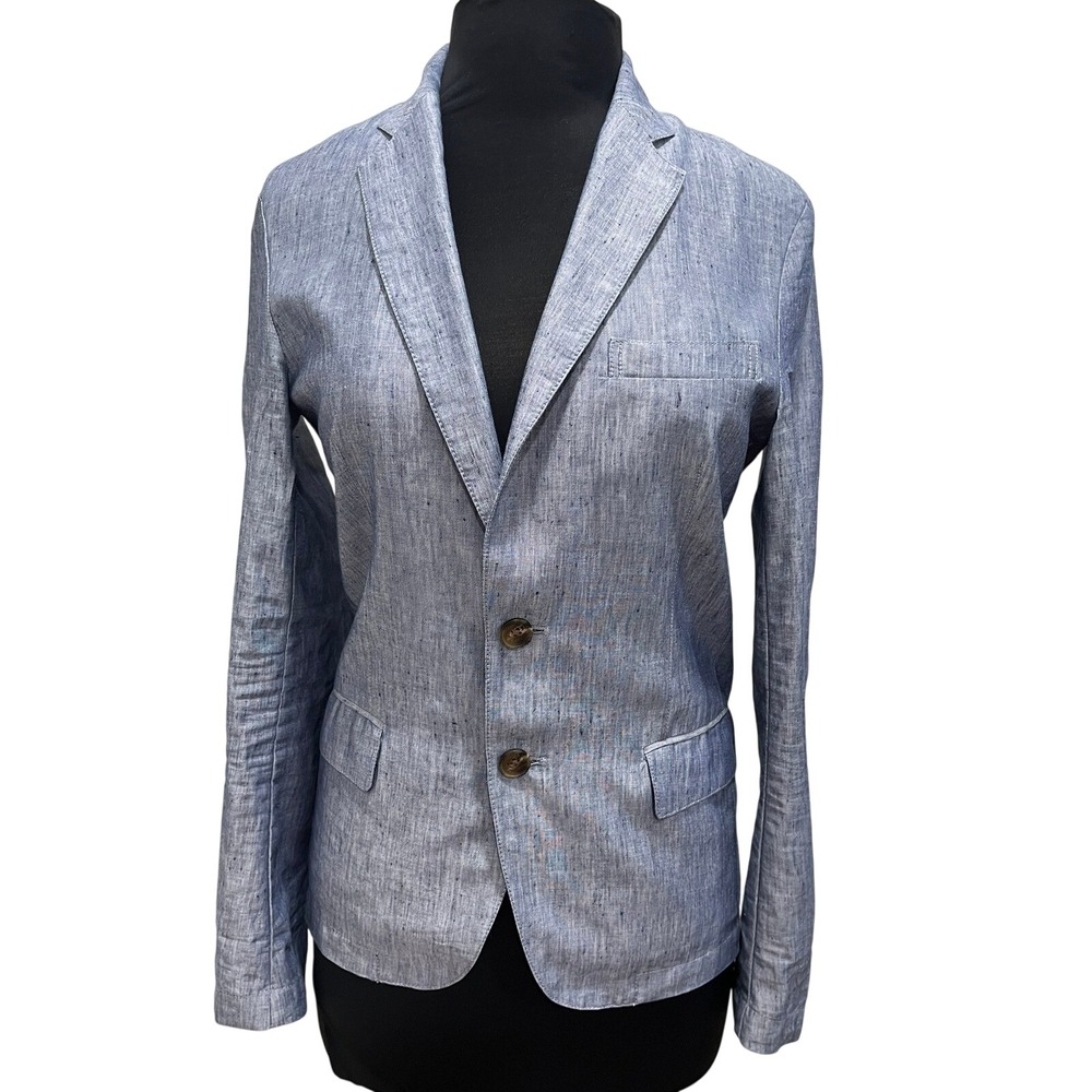 Journal Standard Women Small Blue Linen Blend 2 Button Blazer Sport Coat Jacket